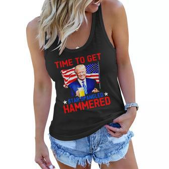 Donald Drunk Trump 4Th Of July Drinking Presidents Usa Flag Women Flowy Tank | Mazezy