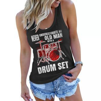 Drummer Never Underestimate An Old Man With A Drum Set 24Ya69 Women Flowy Tank - Monsterry