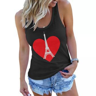 Eiffel Tower Heart For Paris Downtown France City Of Love Women Flowy Tank | Mazezy