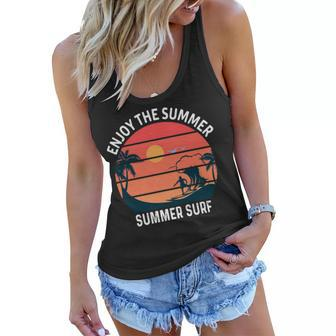 Enjoy The Summer Sunset Waves Summer Surf Shirt Design Women Flowy Tank - Monsterry