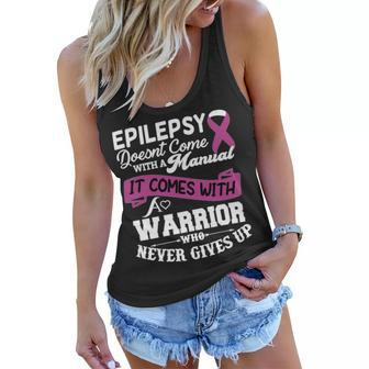 Epilepsy Doesnt Come With A Manual It Comes With A Warrior Who Never Gives Up Purple Ribbon Epilepsy Epilepsy Awareness Women Flowy Tank - Monsterry UK