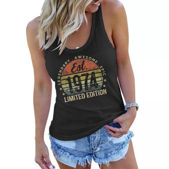 Est 1974 Limited Edition 48Th Birthday Vintage 48 Years Old Women Flowy Tank | Mazezy