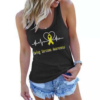 Ewings Sarcoma Awareness Heartbeat Yellow Ribbon Ewings Sarcoma Ewings Sarcoma Awareness Women Flowy Tank | Favorety