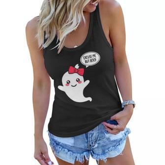 Excuse Me But Boo Funny Cute Ghost Halloween Boo Women Flowy Tank | Mazezy