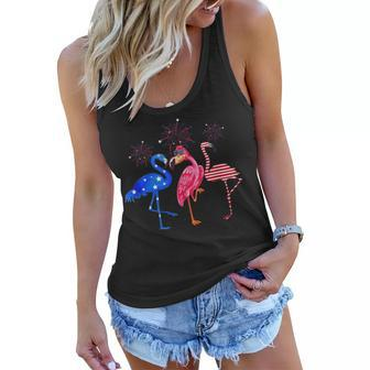 Flamingos Usa Flag 4Th Of July Independence Day Patriotic V2 Women Flowy Tank - Seseable