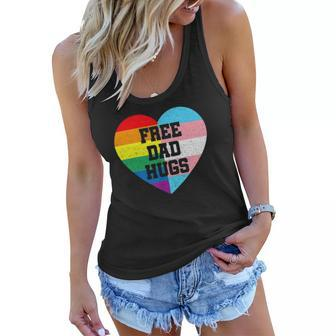 Free Dad Hugs Lgbt Pride Supporter Rainbow Heart For Father Women Flowy Tank | Mazezy