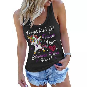 Friends Dont Let Friends Fight Chronic Pain Alone Unicorn Purple Ribbon Chronic Pain Support Chronic Pain Awareness Women Flowy Tank | Favorety CA