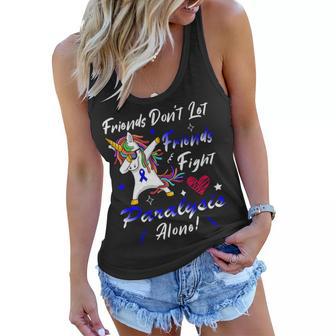 Friends Dont Let Friends Fight Paralysis Alone Unicorn Blue Ribbon Paralysis Paralysis Awareness Women Flowy Tank | Favorety CA