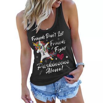 Friends Dont Let Friends Fight Parkinsons Alone Grey Ribbon Parkinsons Parkinsons Awareness Women Flowy Tank | Favorety DE