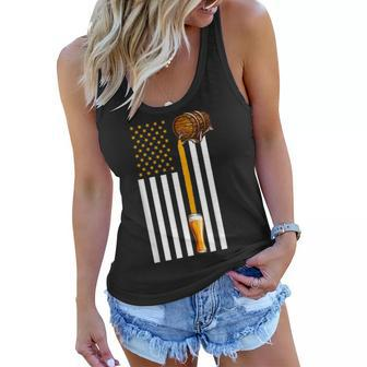 Funny Beer American Flag Usa Patriotic 4Th July Women Flowy Tank - Seseable