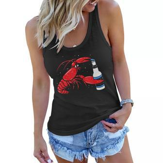 Funny Cajun Crawfish Boil Lobster Drinking Beer Women Flowy Tank | Mazezy
