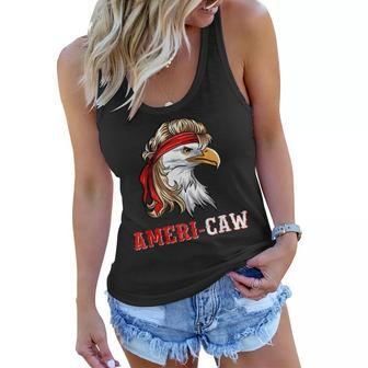 Funny July 4Th American Flag Usa Patriotic Eagle Ameri-Caw Women Flowy Tank - Seseable