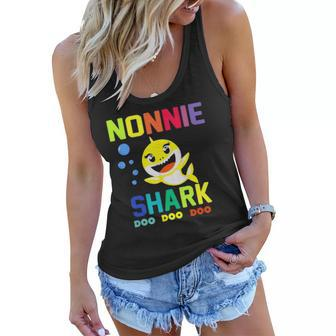 Funny Nonnie Shark Nonnie Shark Lover Family Mothers Women Flowy Tank | Mazezy