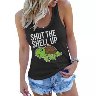 Funny Turtle Love- Shut The Shell Up Women Flowy Tank | Mazezy