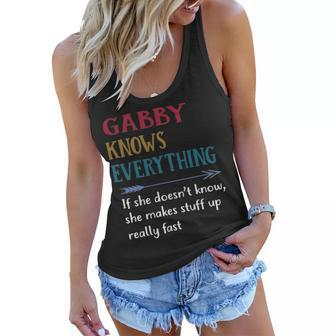 Gabby Grandma Gift Gabby Knows Everything Women Flowy Tank - Seseable