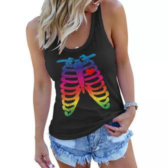 Gay Rainbow Pride Lgbt Halloween Skeleton Design Women Flowy Tank | Mazezy