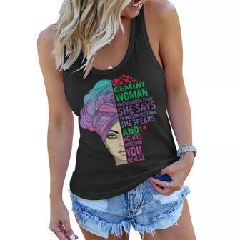 Gemini Woman Knows More Than She Says Women Flowy Tank - Seseable