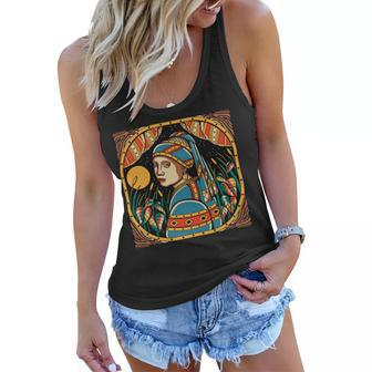 Girl With A Pearl Ear Ring Vintage Women Flowy Tank - Monsterry