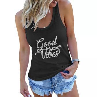 Good Vibes Retro Mens Or Womens White Lettering Women Flowy Tank | Mazezy