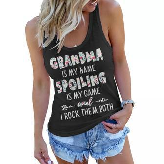 Grandma Gift Grandma Is My Name Spoiling Is My Game Women Flowy Tank - Seseable