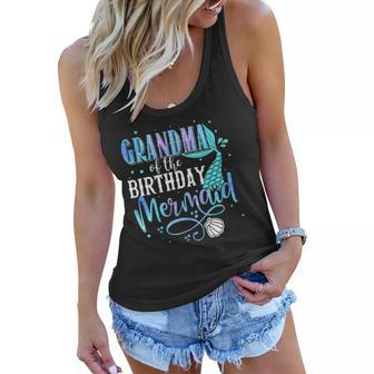 Grandma Of The Birthday Mermaid Family Matching Party Squad Women Flowy Tank | Mazezy