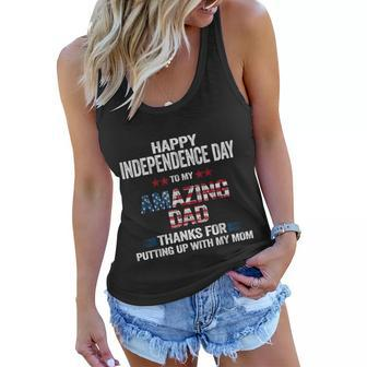 Happy 4Th Of July Dad Thanks For Putting Up With Mom Usa Women Flowy Tank - Seseable