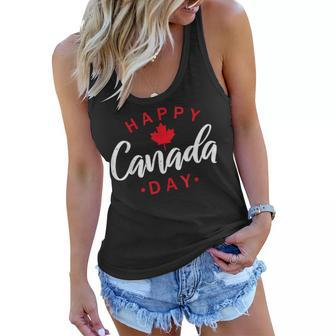 Happy Canada Day Funny Maple Leaf Canadian Flag Kids Women Flowy Tank - Seseable
