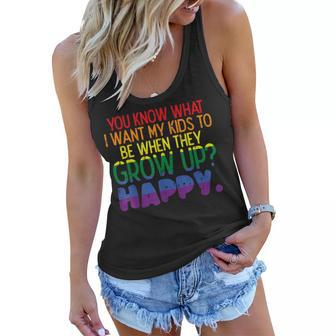Happy Kids When Grow Up Parent Gay Pride Ally Lgbtq Month Women Flowy Tank - Seseable