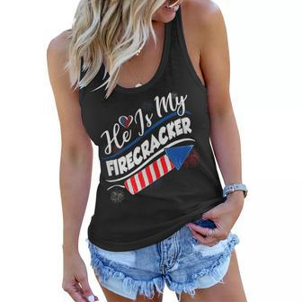 He Is My Firecracker 4Th Of July Funny Matching Couples Women Flowy Tank - Seseable
