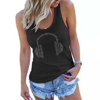 Headphones Made Of Musical Notes Audiophile Women Flowy Tank | Mazezy