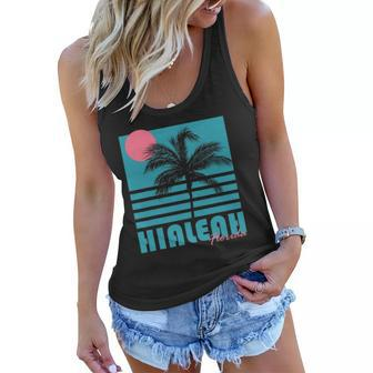 Hialeah Florida Vintage Souvenirs Palm Trees Beach Women Flowy Tank | Mazezy