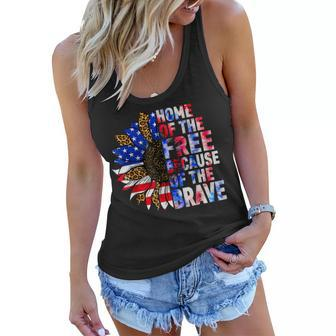 Home Of The Free Because Of The Brave Sunflower 4Th Of July Women Flowy Tank - Seseable