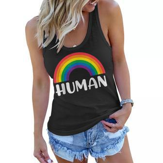 Human Rainbow Lgbt Pride Homo Lesbian Pride Women Flowy Tank - Seseable