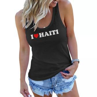 I Love Haiti - Red Heart Women Flowy Tank | Mazezy