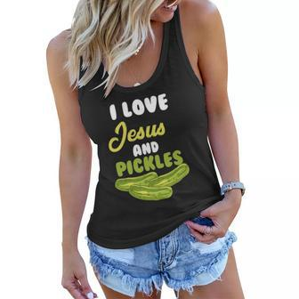 I Love Jesus & Pickles Religious Vegetarian Pickle Lover Women Flowy Tank | Mazezy