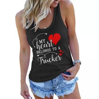 I Love My Trucker Husband Wife Gifts Valentines Day Women Flowy Tank | Mazezy
