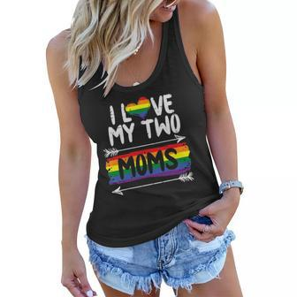 I Love My Two Moms Rainbow Gay Pride Flag Lgbtq Ally Kids Women Flowy Tank | Mazezy