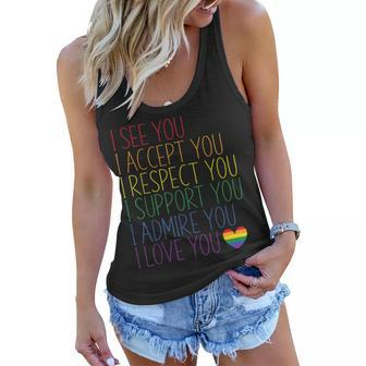 I See Accept Respect Support Admire Love You Lgbtq V2 Women Flowy Tank - Seseable