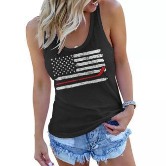 Ice Hockey Player Usa American Flag 4Th Of July Vintage Women Flowy Tank - Seseable