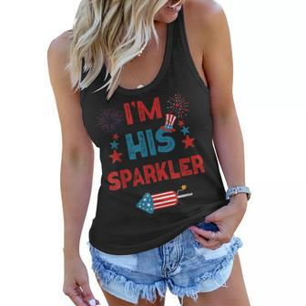 Im His Sparkler 4Th Of July Fireworks Matching Couples Women Flowy Tank - Seseable