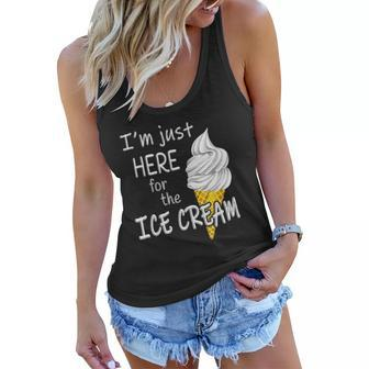 Im Just Here For The Ice Cream Summer Funny Cute Vanilla Women Flowy Tank | Mazezy