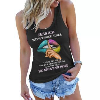 Jessica Name Gift Jessica With Three Sides Women Flowy Tank - Seseable