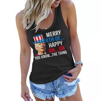 Joe Biden Confused Merry Happy Funny 4Th Of July Women Flowy Tank - Seseable
