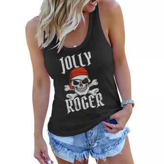 Jolly Roger Pirate Halloween Skull And Crossbones Pirate Women Flowy Tank | Mazezy