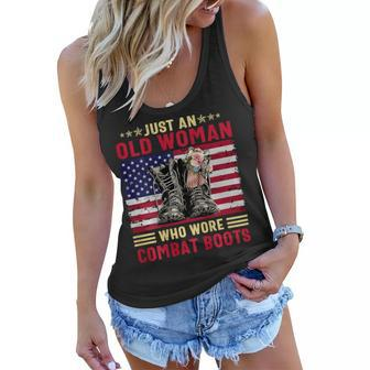 Just An Old Woman Who Wore Combat Boots T-Shirt Women Flowy Tank - Monsterry CA