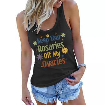 Keep Your Rosaries Off My Ovaries Pro Choice Feminist Floral Women Flowy Tank - Seseable