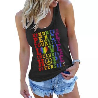Kindness Equality Love Lgbtq Rainbow Flag Gay Pride Month Women Flowy Tank | Mazezy