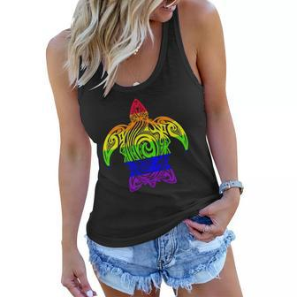 Lgbtq Sea Turtle Rainbow Pride Love Gay Lgbt Women Flowy Tank | Mazezy