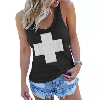 Lightly Weathered Peace Christ White Cross Paint On Various Women Flowy Tank | Mazezy UK
