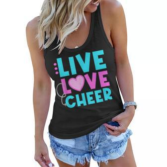 Live Love Cheer Funny Cheerleading Lover Quote Cheerleader V2 Women Flowy Tank - Seseable